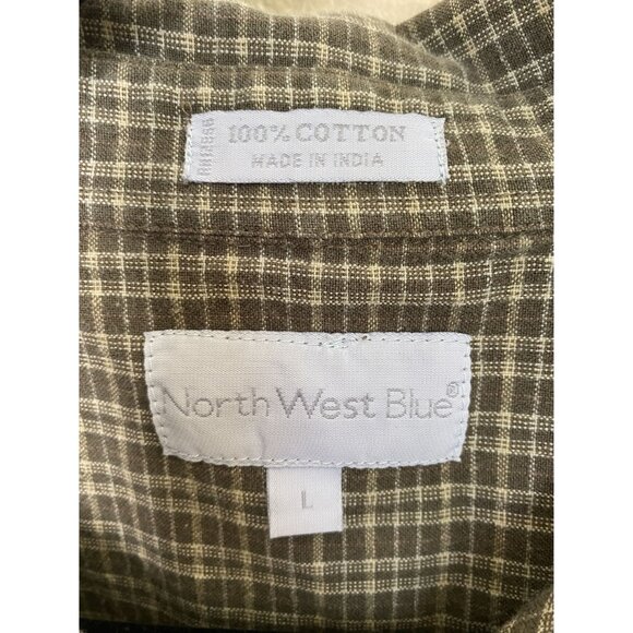 North West‎ Blue Mens Brown Shirt L short sleeve button up collared 100% cotton - Picture 3 of 6